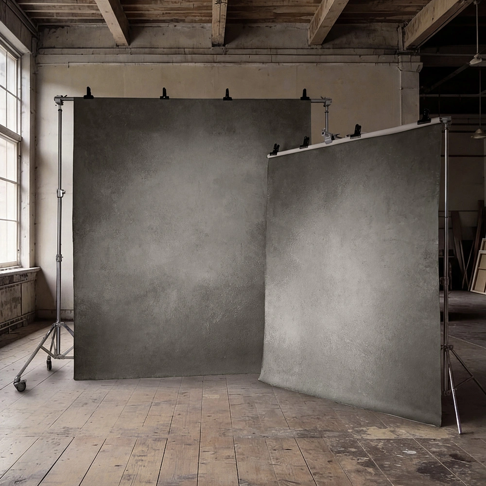 hand-painted-photography-backdrops-set Set of two grey textured backdrops. Inspired by old masters like Irving Penn, Paolo Rovesrsi and Peter Lindbergh. Great for creative portrait and fashion photography